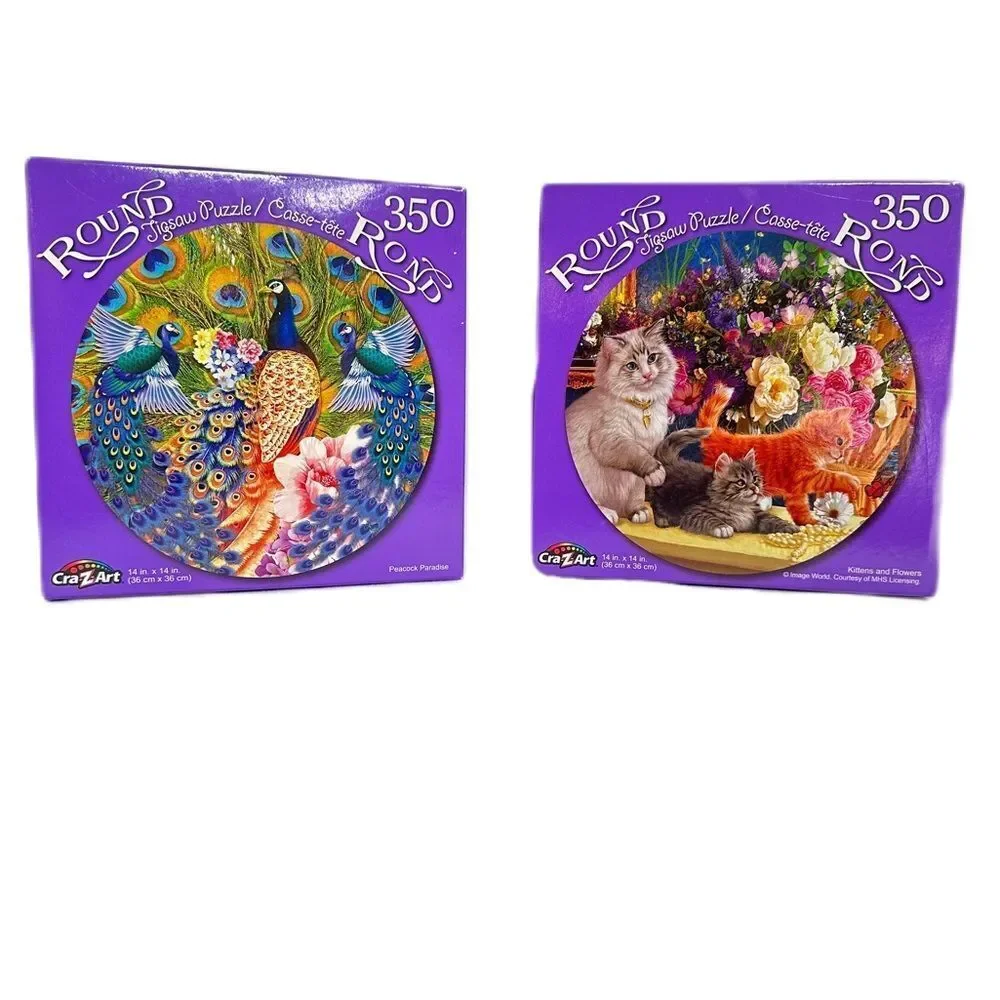 Craz Art 350 Piece Space Saver Jigsaw Puzzles‎ Cats & Peacocks